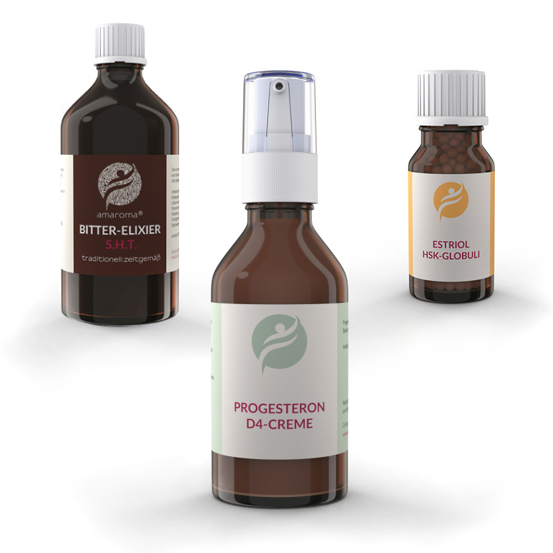 Bitter-Elixier_Progesteron-D4-Creme_Estriol-HSK-Globuli Bitter-Elxier S.H.T | Progesteron D4-Creme | Estriol HSK-Globuli